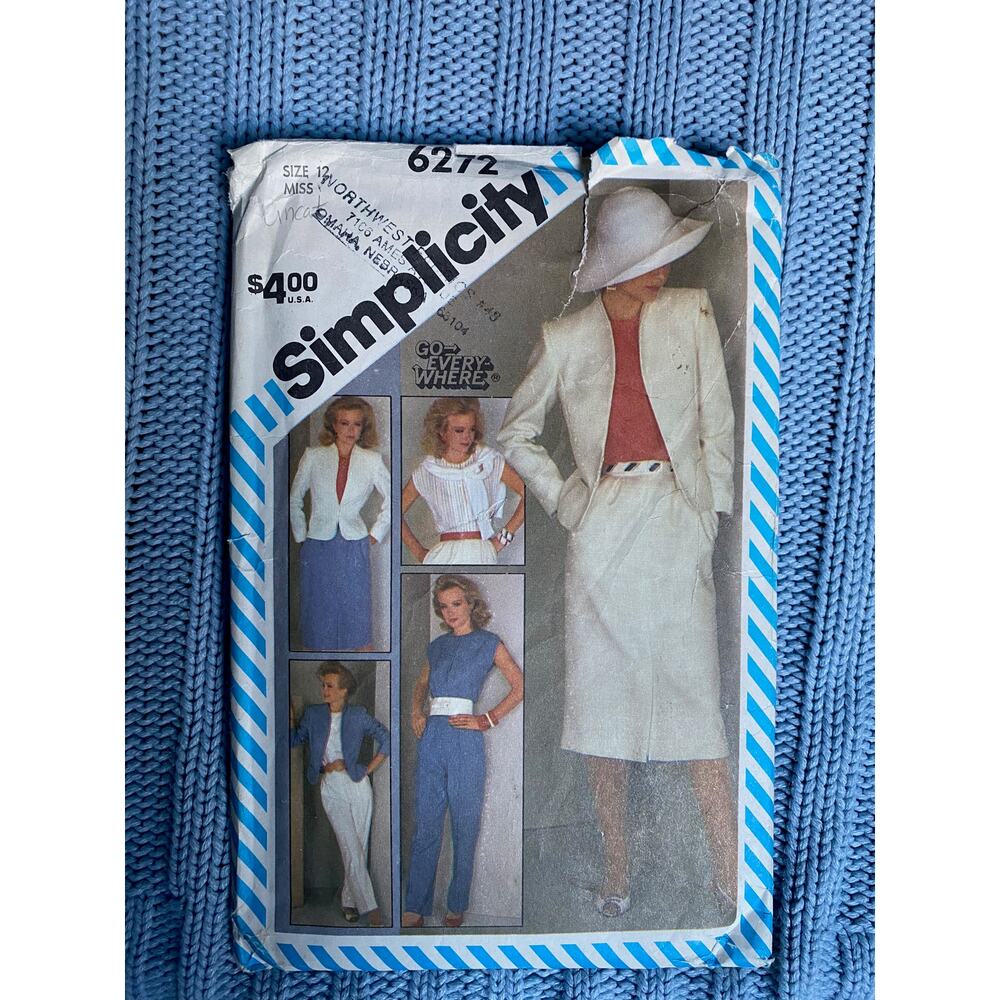 Simplicity Sewing pattern 6272 pant suit blazer skirt